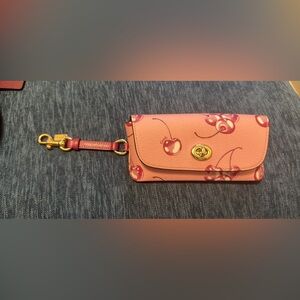 COACH Cherry Print Pink Glasses Holder with Strap
